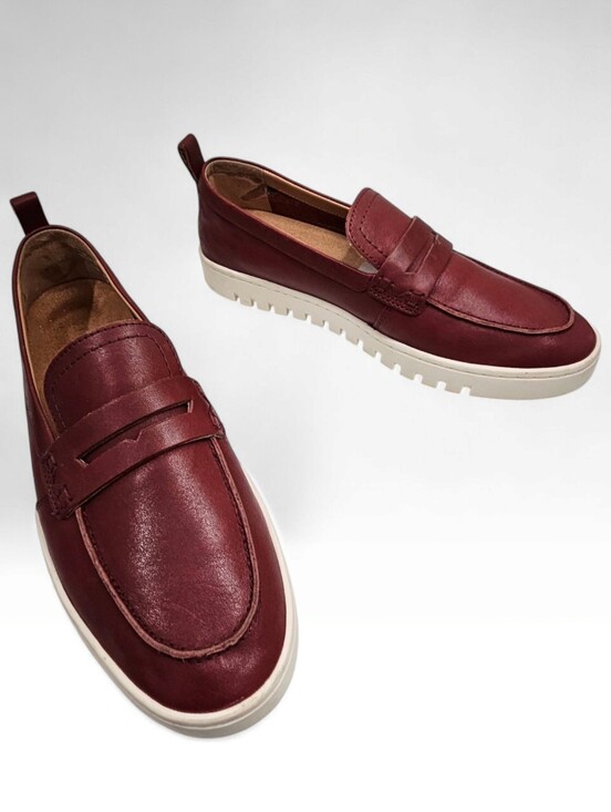 Vionic Shoes - VIONIC Uptown Women Wine Red Leather Comfort Penny Loafers 8.5M